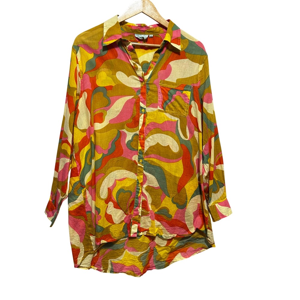 True Destinations Women Tunic Top L Multicolor Retro‎ Mod Abstract  Psychedelic